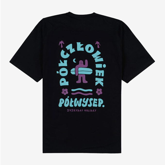 T-SHIRT PÓŁCZŁOWIEK PÓŁWYSEP BLACK