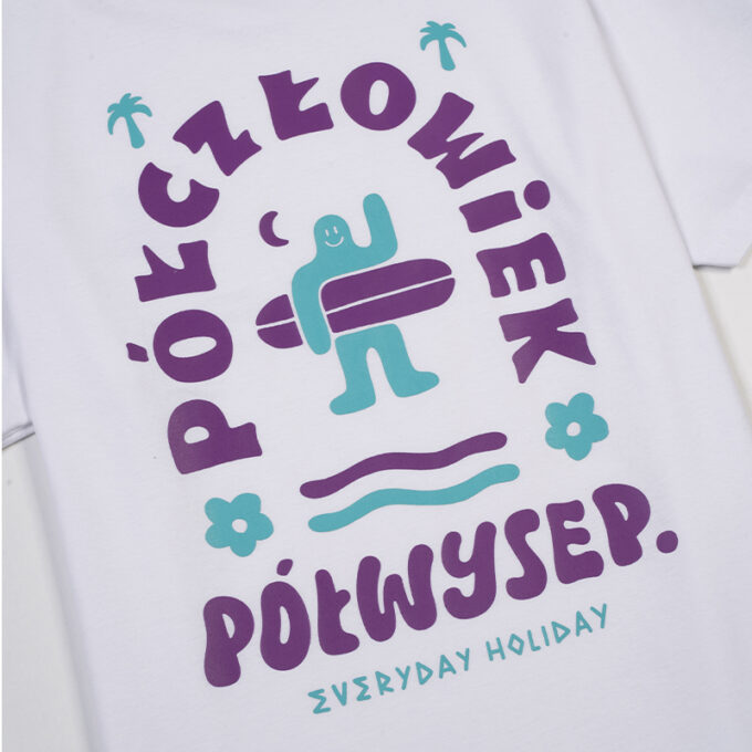 T-SHIRT PÓŁCZŁOWIEK PÓŁWYSEP WHITE
